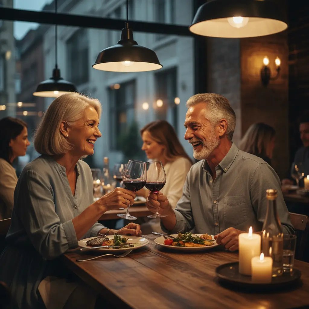 Glückliches Paar beim Essen
